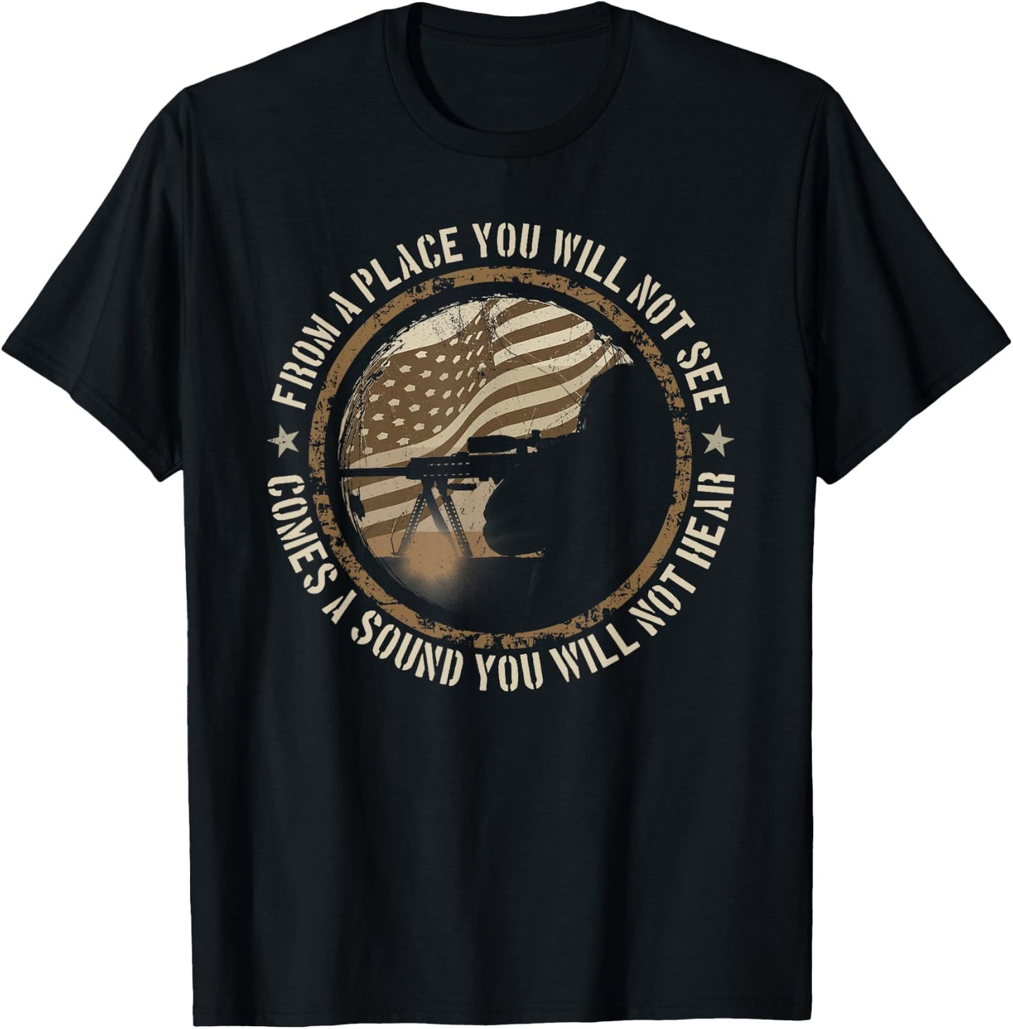 Sniper Military Sharpshooter USA You Will Not Be T-Shirt - T-Shirt | Black