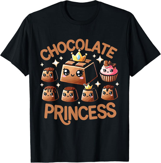 Chocolate T Shirt - Women's Chocolate Princess - Black - Small - Short Sleeve - - Modern - Chocolate-themed Design - -Kids T-Shirt - T-Shirt | Black