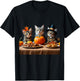 Thanksgiving Cats Dinner Feast Vintage Fall Men Women Kids T-Shirt - T-Shirt | Black