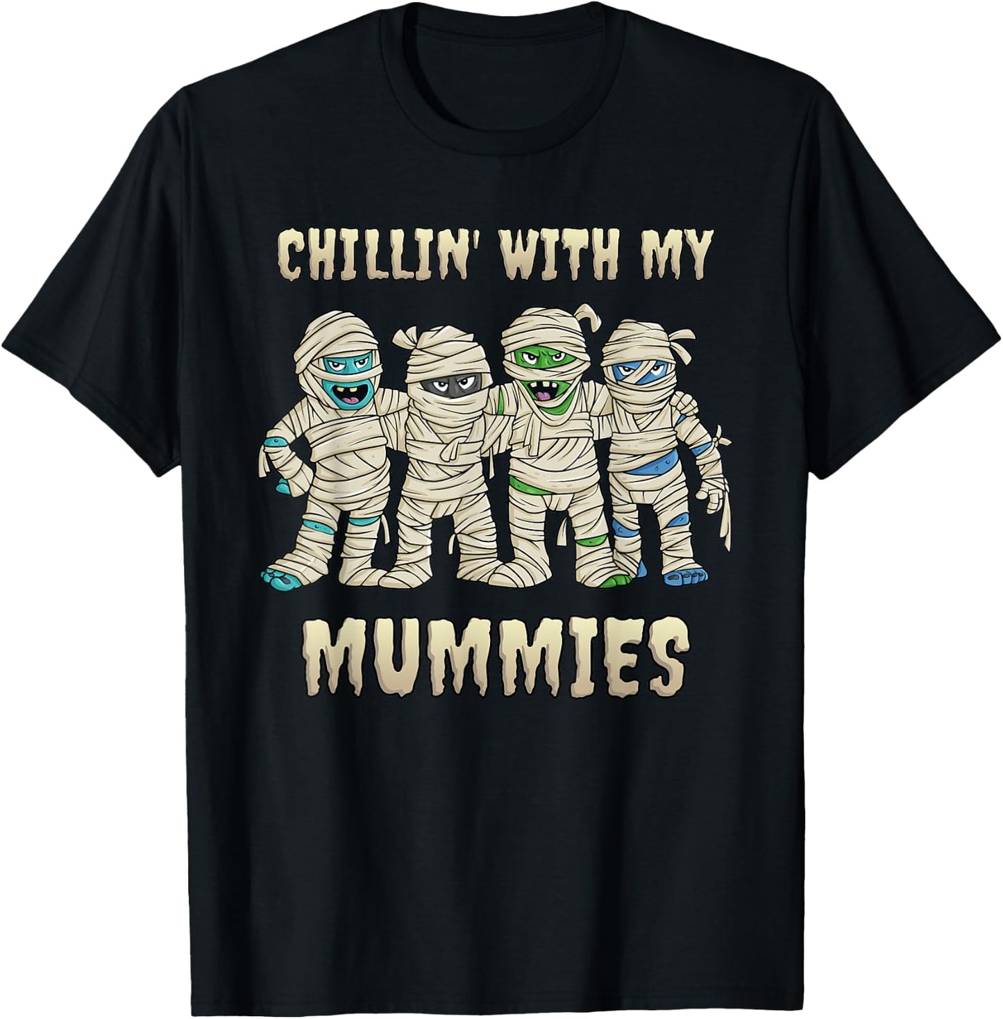 Chillin With My Mummies Halloween Boys Kids Funny T-Shirt - T-Shirt | Black