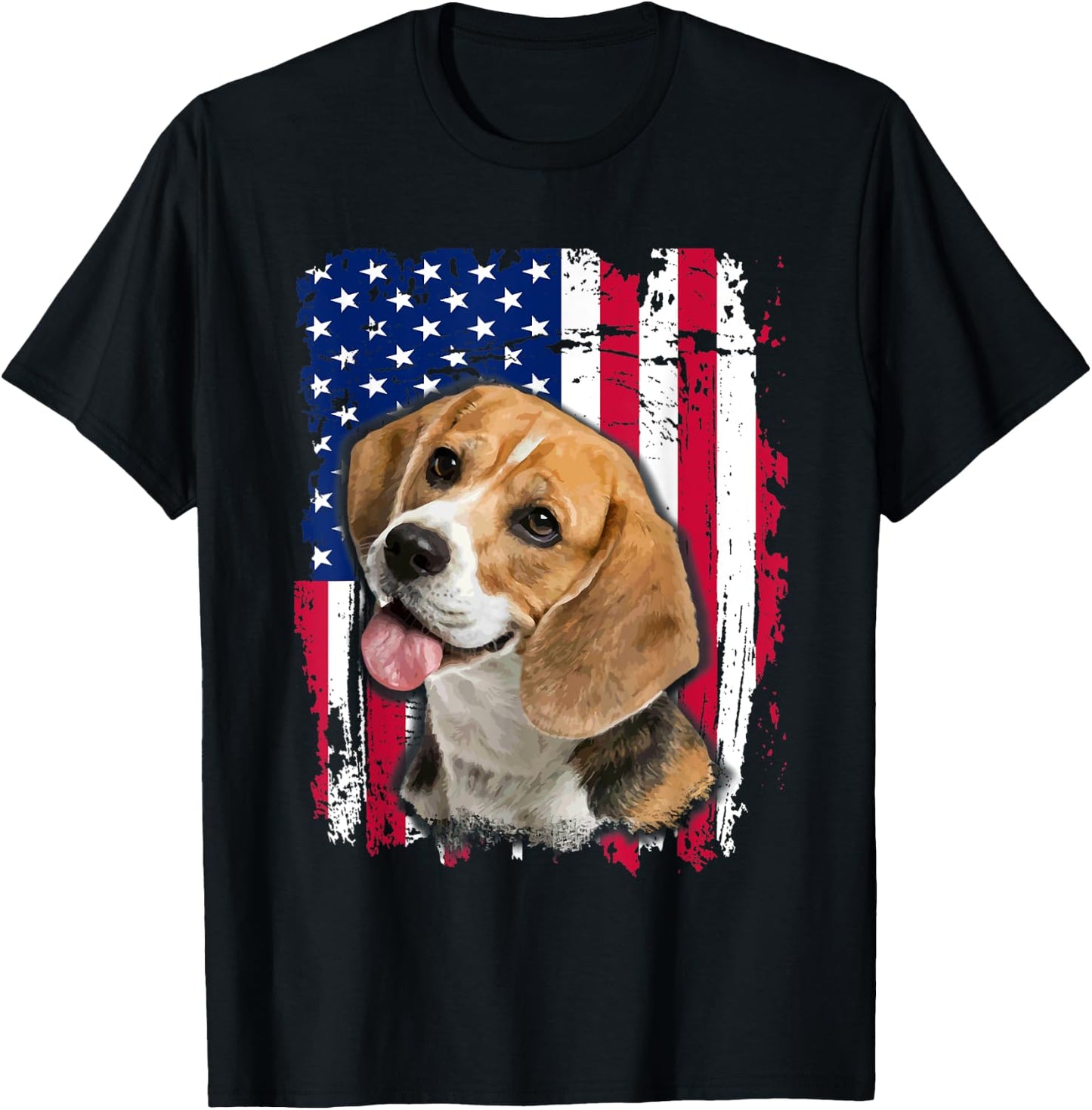 Beagle US flag 4th of July T-Shirt - T-Shirt | Black