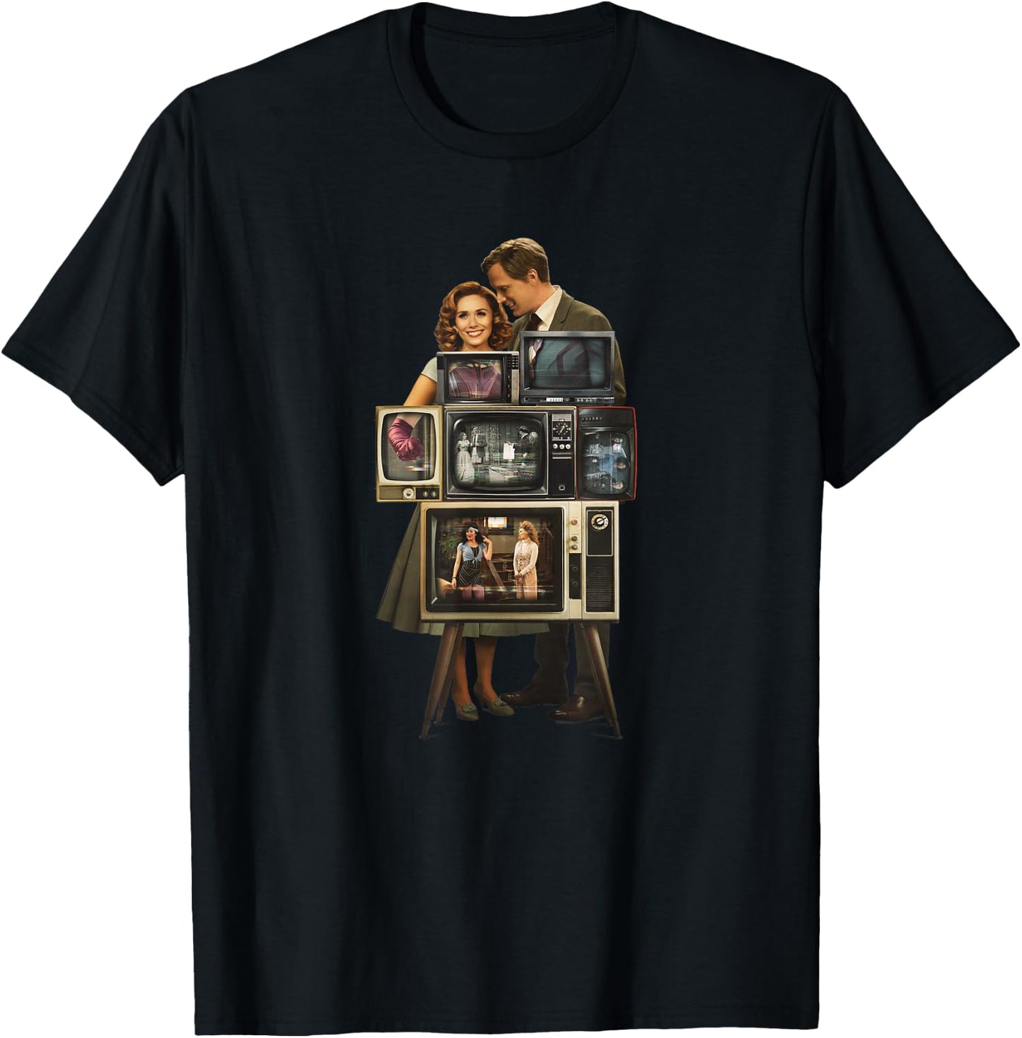 Marvel WandaVision Wanda & Vision Behind the TV Screens T-Shirt - T-Shirt | Black