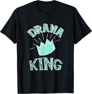 Funny Drama King Men Boys T-Shirt - T-Shirt | Black