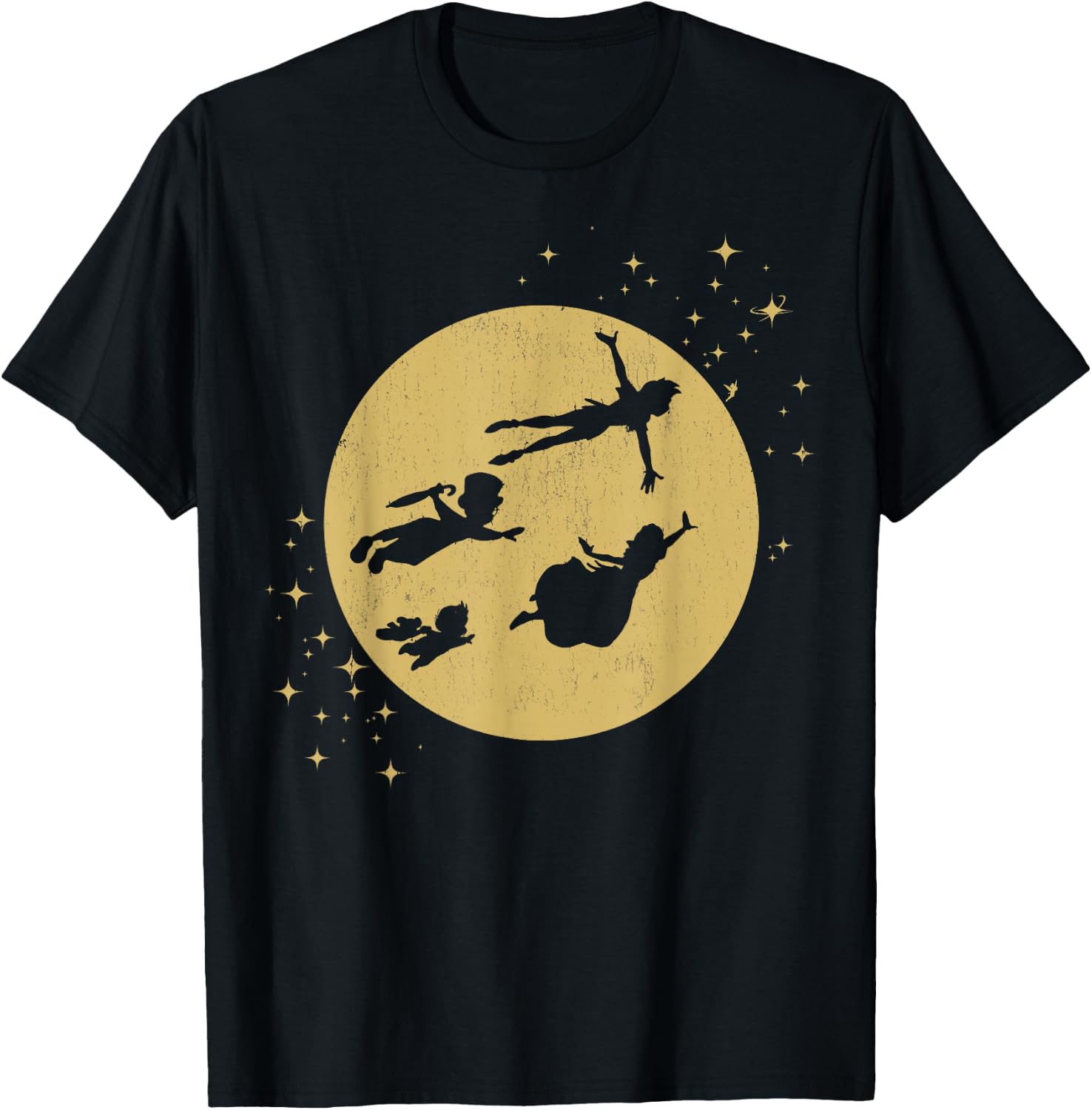 Disney Peter Pan Darling Kids Flying Moon Silhouette T-Shirt - T-Shirt | Black