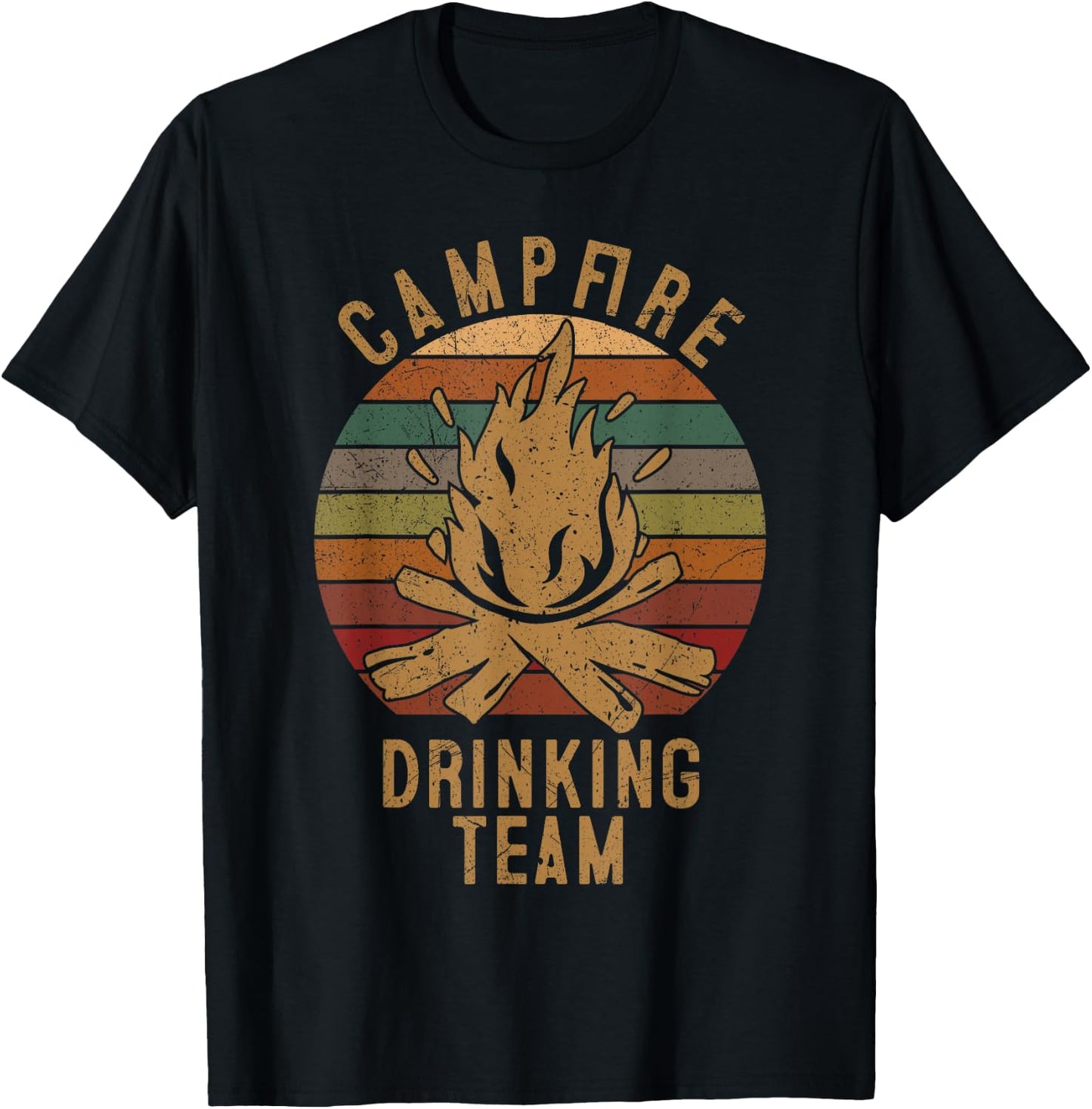 Campfire Drinking Team Camping Lovers Gifts Camper T-Shirt - T-Shirt | Black