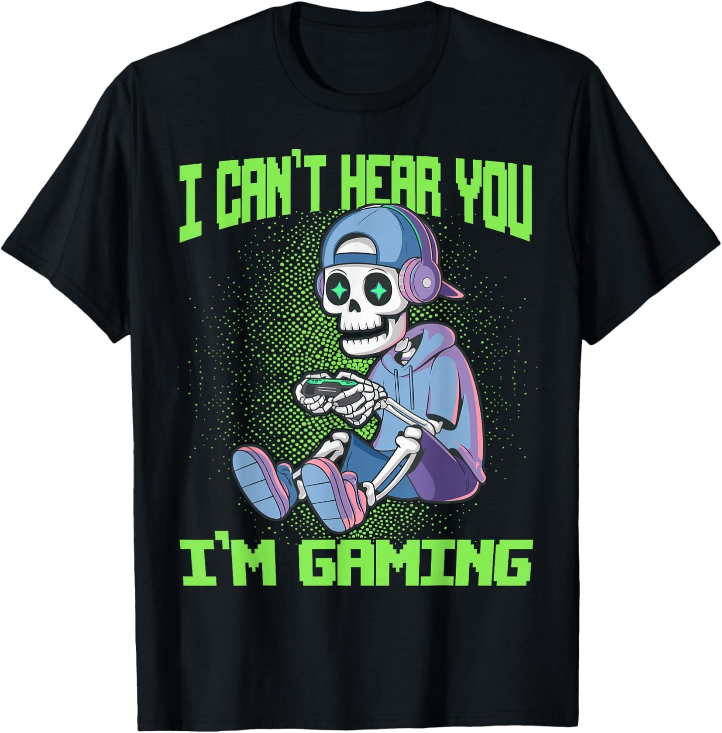 Gamer Skeleton Gaming Video Games T-Shirt - T-Shirt | Black