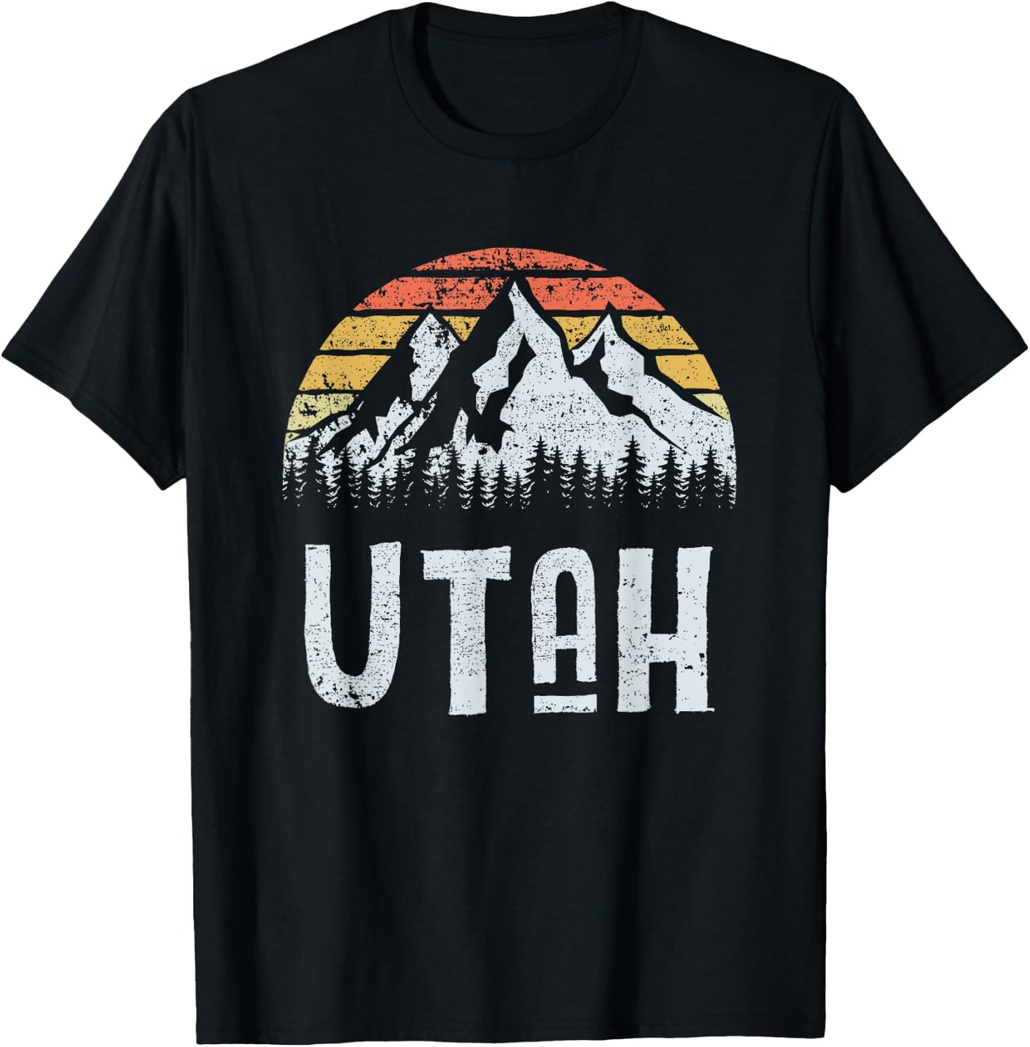 Vintage Retro UT Utah Mountain State Sunrise T-Shirt - T-Shirt | Black