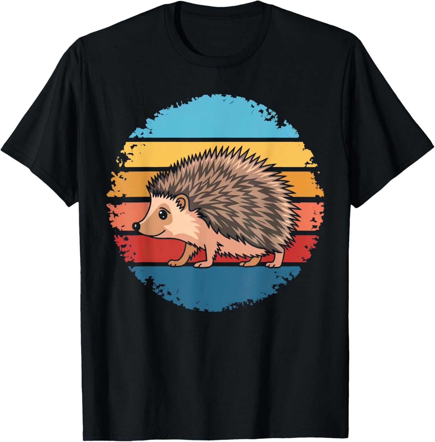 Retro Vintage Hedgehog Animal Lover Nature Gifts Men Women T-Shirt - T-Shirt | Black