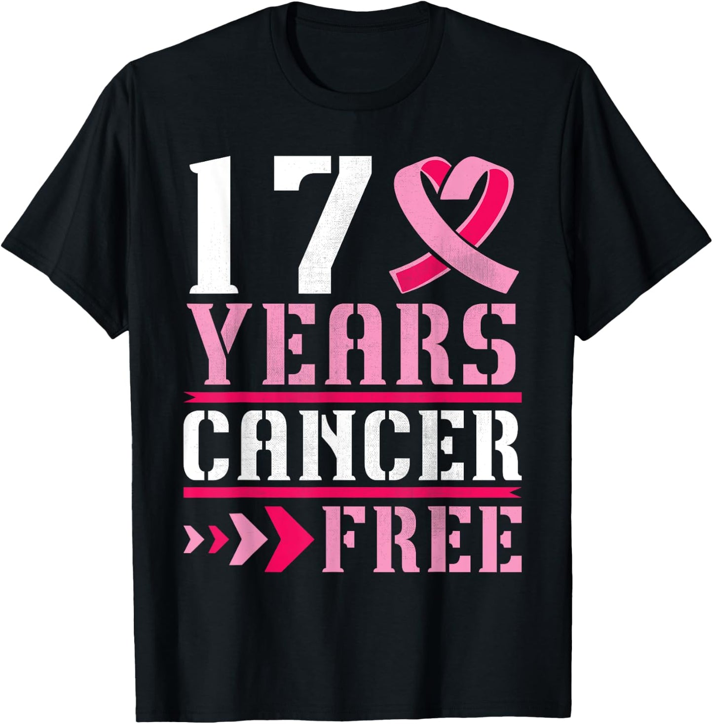 17 Years Breast Cancer Free Warrior Fighting Survivor Winner T-Shirt - T-Shirt | Black
