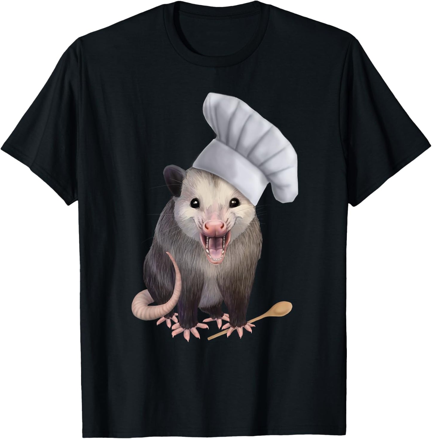 Chef Opossum - cute possum in a chefs hat T-Shirt - T-Shirt | Black