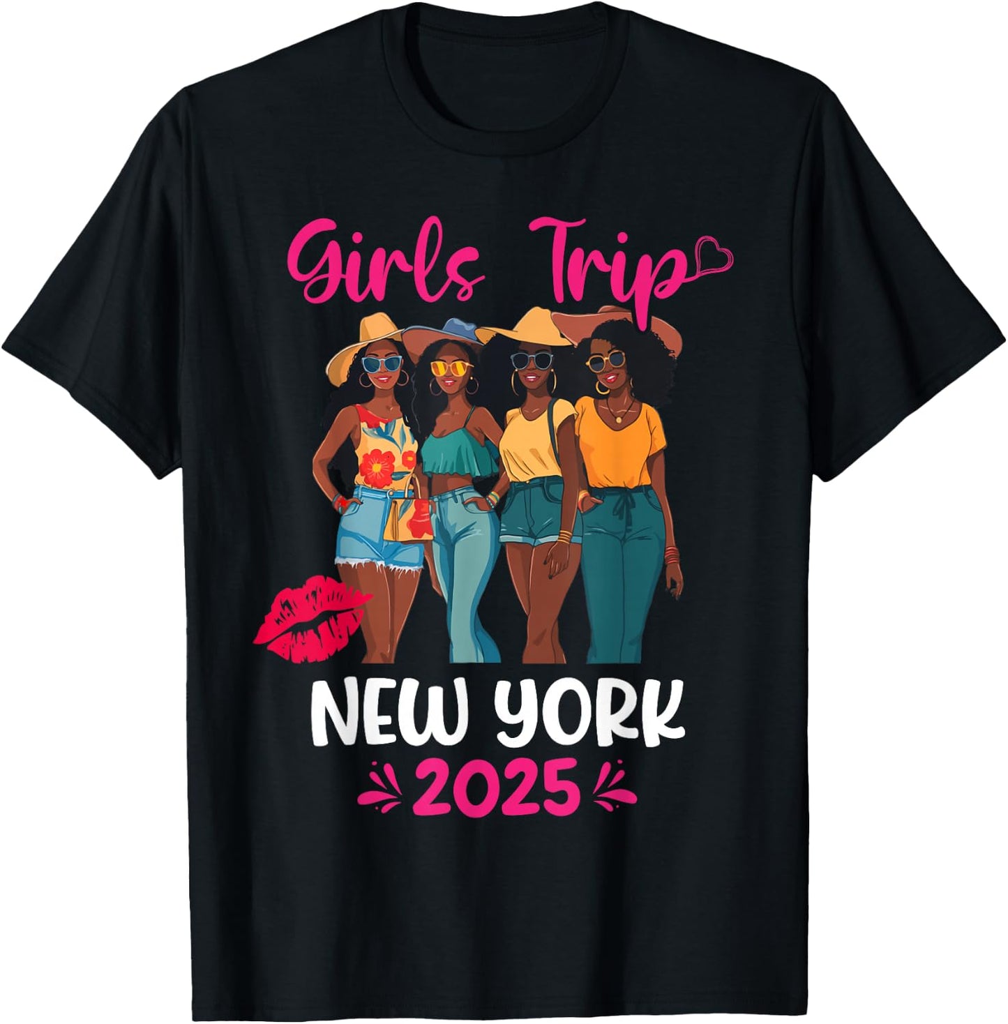 Black Girls Trip New York 2025 Vacation Matching T-Shirt - T-Shirt | Black