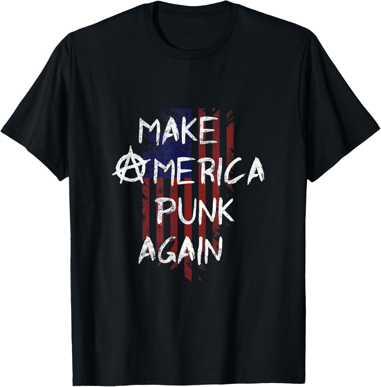 Punk Rocker 80s Design with Make America Punk Again Flag T-Shirt - T-Shirt | Black