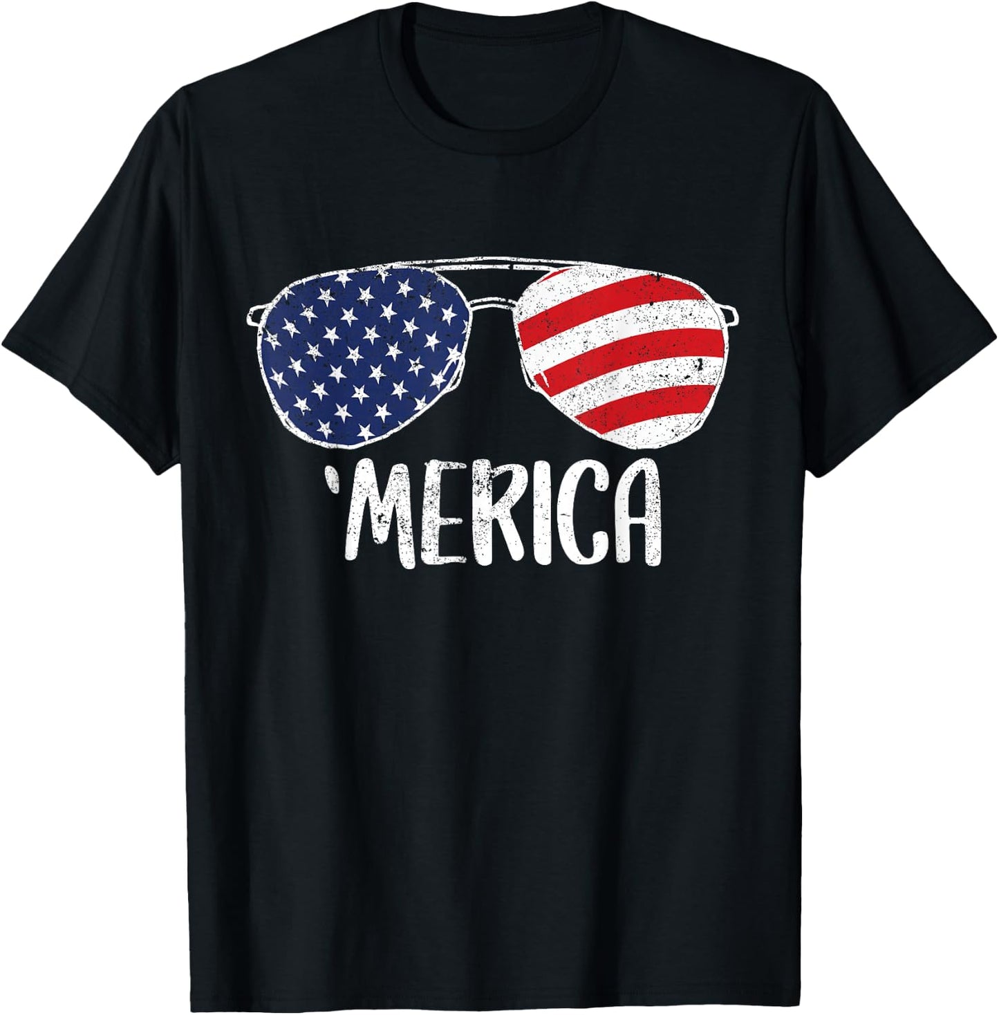 4th of July Merica Sunglasses Gift Men Women Kids USA T-Shirt - T-Shirt | Black