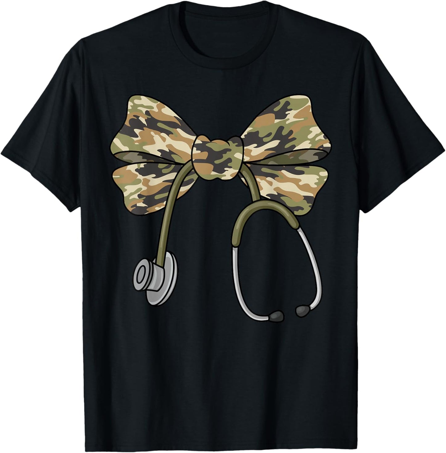 Coquette VA Nurse Bow Camouflage Bow Camo Nurse T-Shirt - T-Shirt | Black