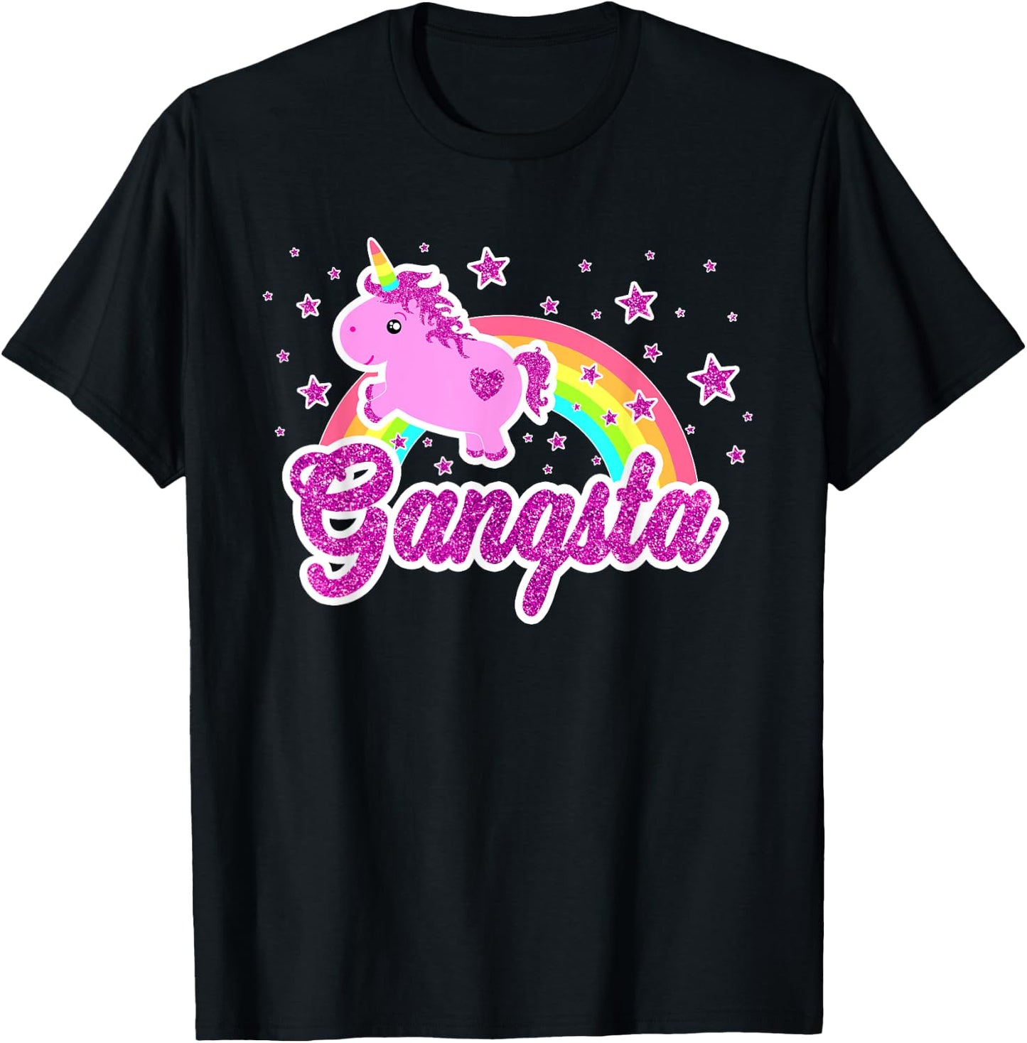 Funny Ironic Cool Unicorn Gangsta Music Festival Shirt T-Shirt - T-Shirt | Black
