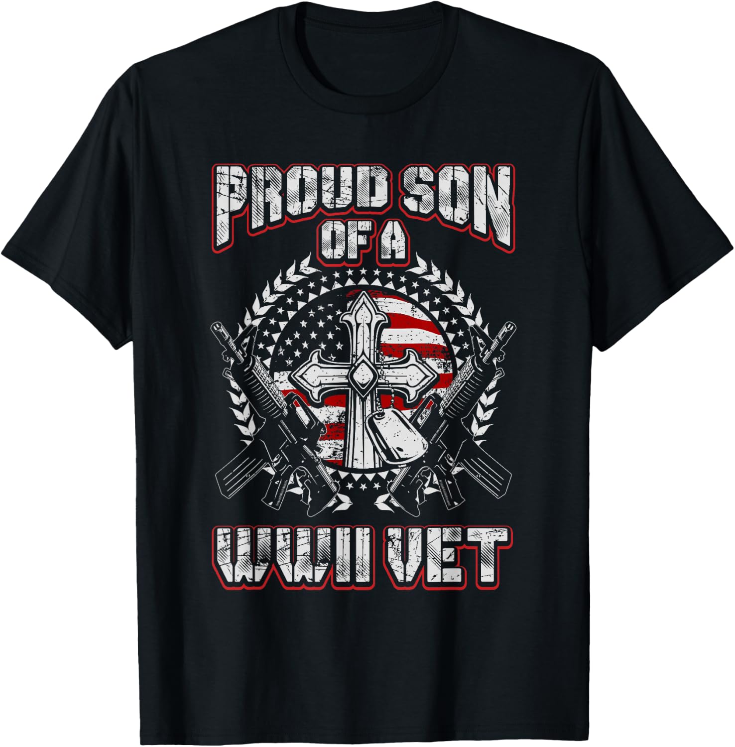 World War Two Veteran Proud Son of a WWII Vet T Shirt T-Shirt - T-Shirt | Black