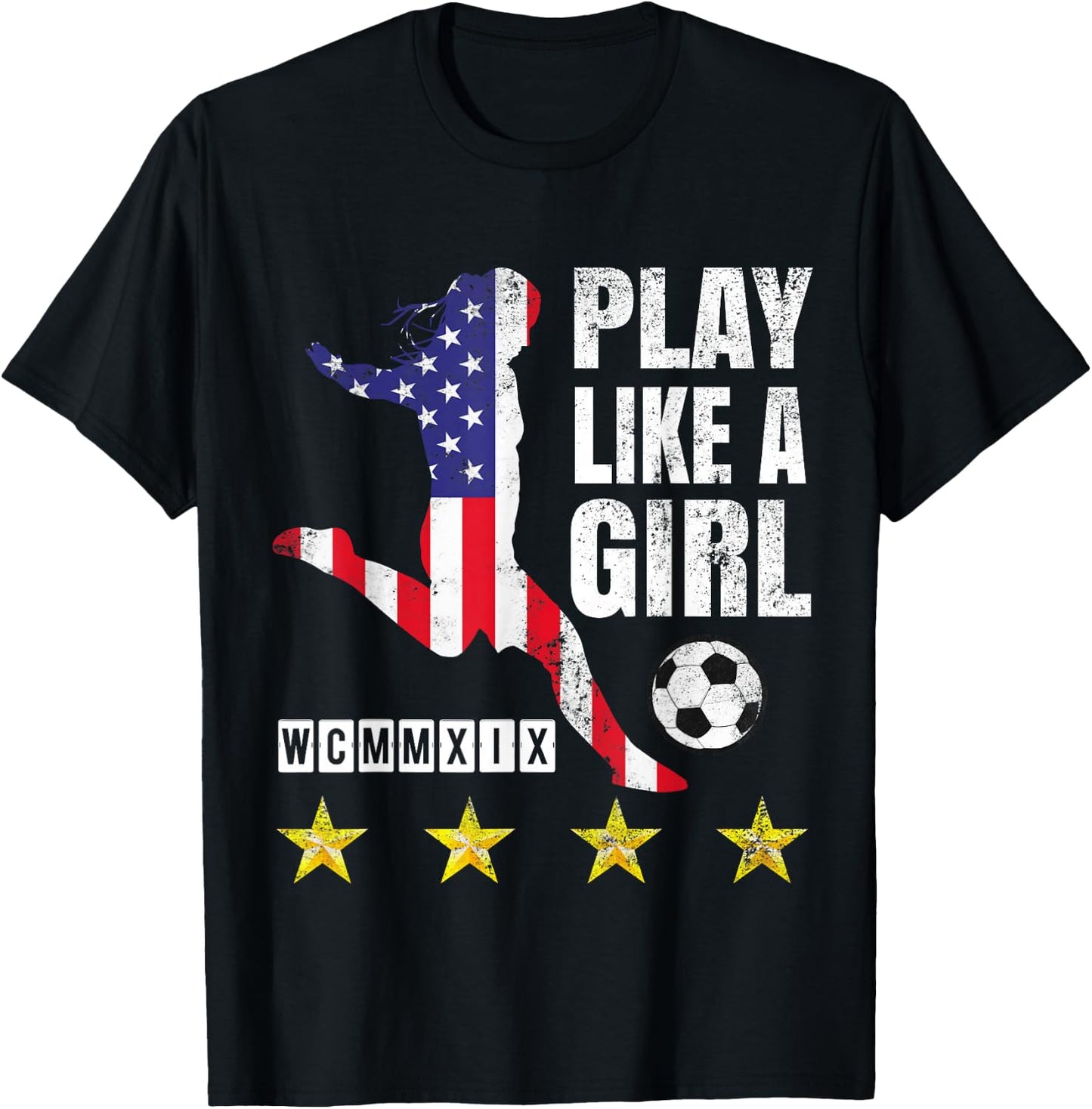 Play Like a Girl Soccer USA United States Women's T-Shirt - T-Shirt | Black