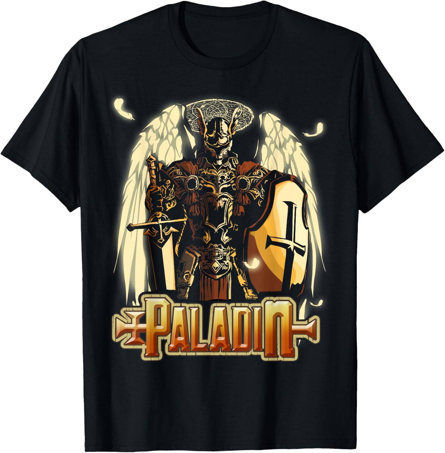 Paladin Fantasy D20 Roleplaying Tabletop RPG Gamer Graphic T-Shirt - T-Shirt | Black