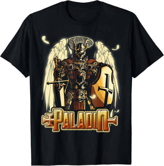 Paladin Fantasy D20 Roleplaying Tabletop RPG Gamer Graphic T-Shirt - T-Shirt | Black