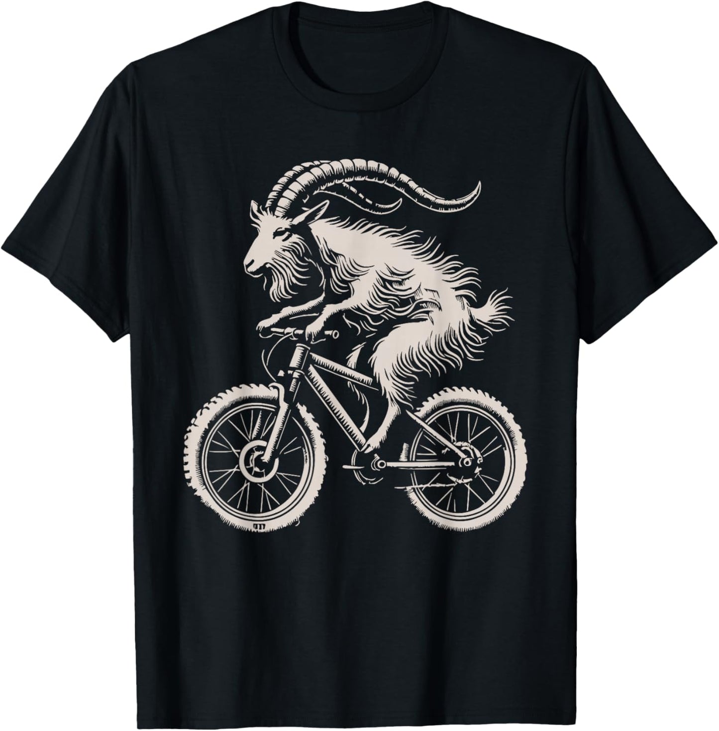 Mountain Bike Goat Cycling Funny Bike Trail Riding Humor MTB T-Shirt - T-Shirt | Black