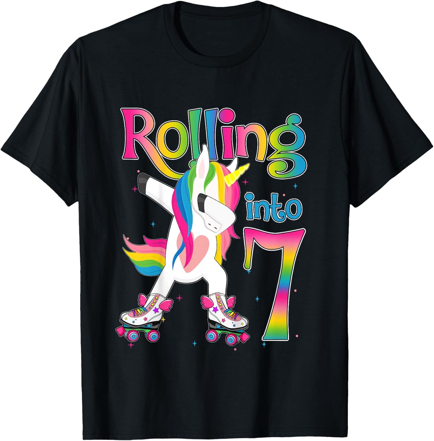 Rolling Into 7 years Let's Roll I'm Turning 7 Roller Skate T-Shirt - T-Shirt | Black