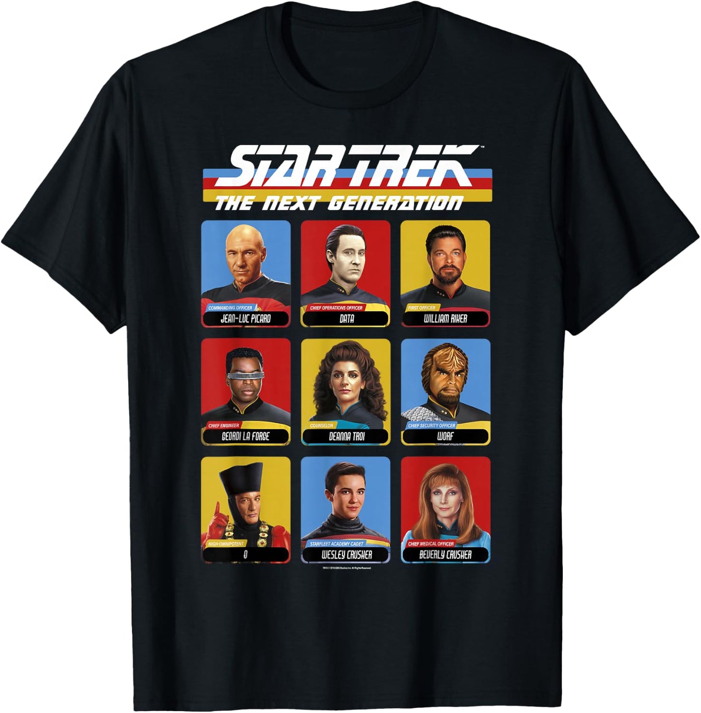 Star Trek Next Generation 9 Cast Members T-Shirt - T-Shirt | Black
