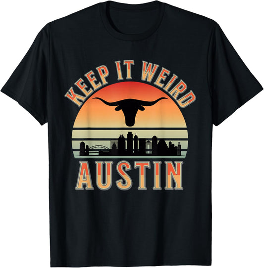 Stigmota Keep It Weird Austin Vintage Black Adult T-Shirt - T-Shirt | Black