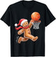 Gingerbread Man Playing Basketball Christmas Xmas Kids Men T-Shirt - T-Shirt | Black
