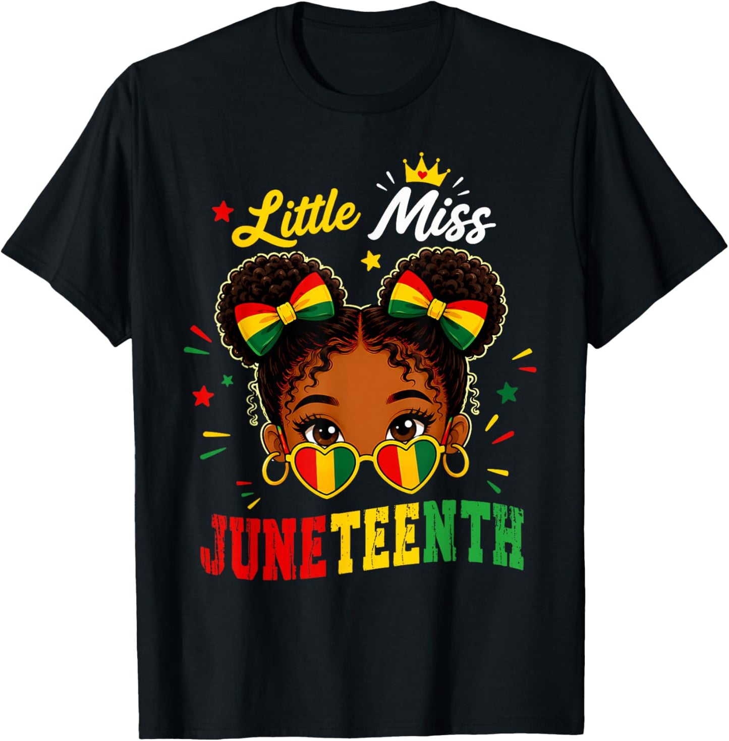 Miss Juneteenth Shirts Girls African American Afro Girl T-Shirt - T-Shirt | Black