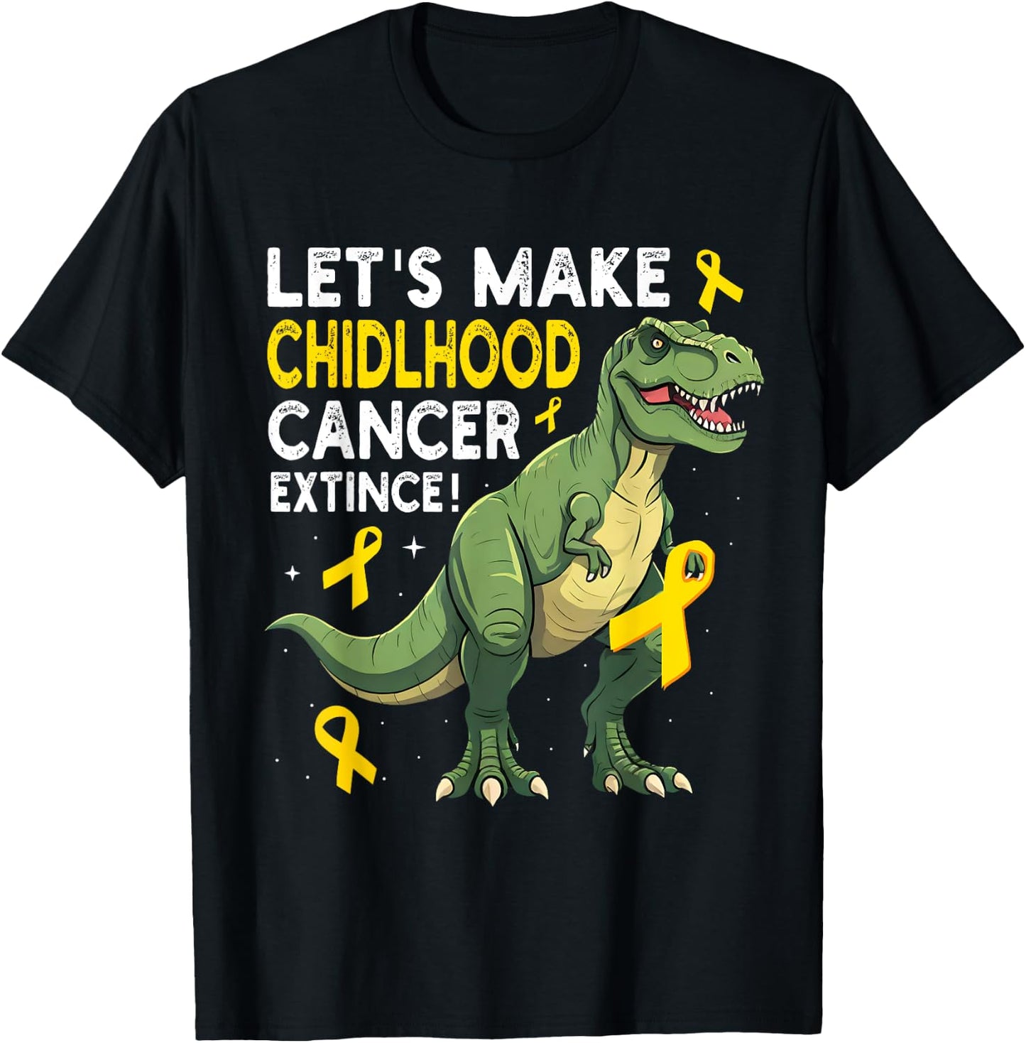 Childhood Cancer Extinct Dinosaur Childhood Cancer Awareness T-Shirt - T-Shirt | Black