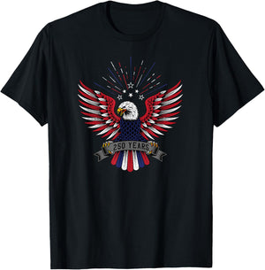 4th of July USA Patriotic Eagle 250 Years of America T-Shirt - T-Shirt | Black