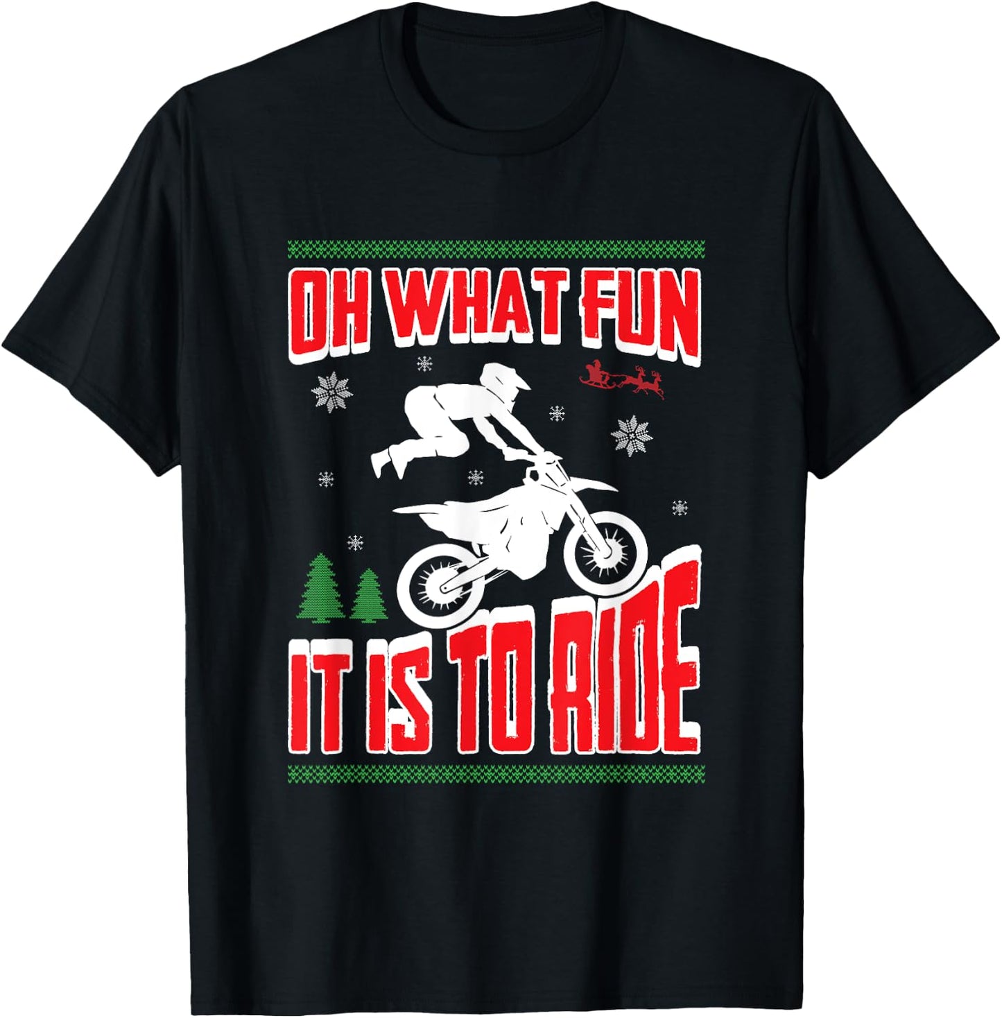 Ugly Christmas Dirt Bike Motocross Xmas T Shirt T-Shirt - T-Shirt | Black