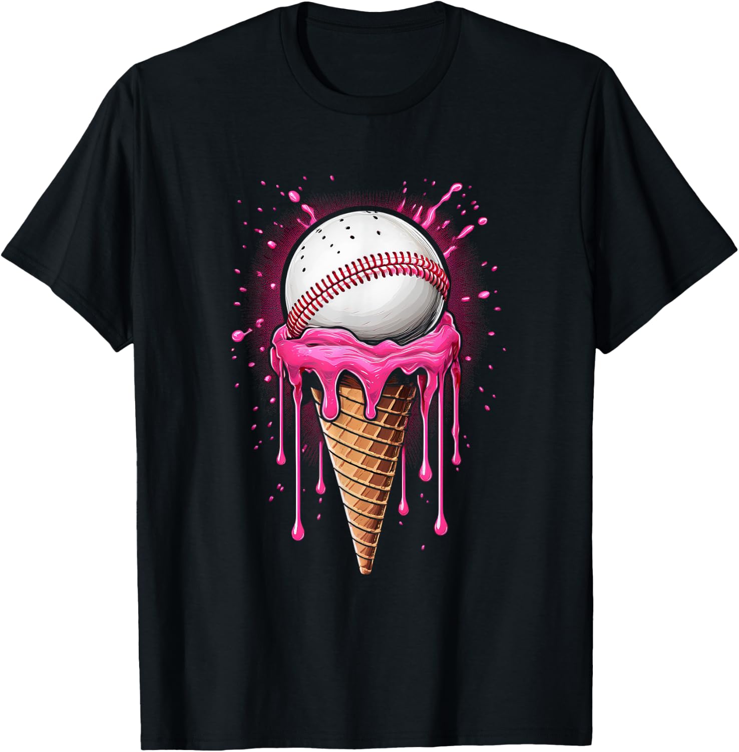 Baseball Drip Boys Ice Cream Cone Drip Baseball T-Shirt - T-Shirt | Black