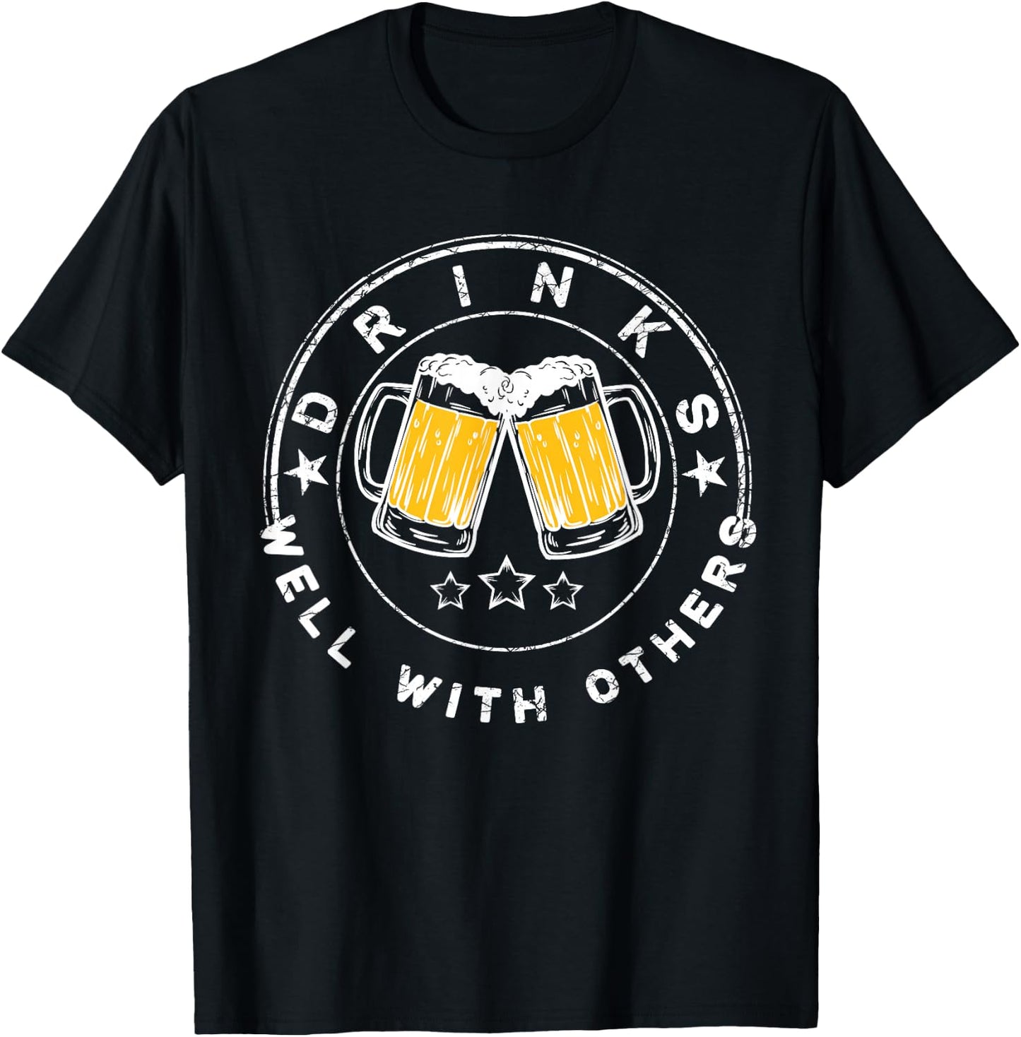 Drinks Well With Others Drinking Gift T-Shirt - T-Shirt | Black