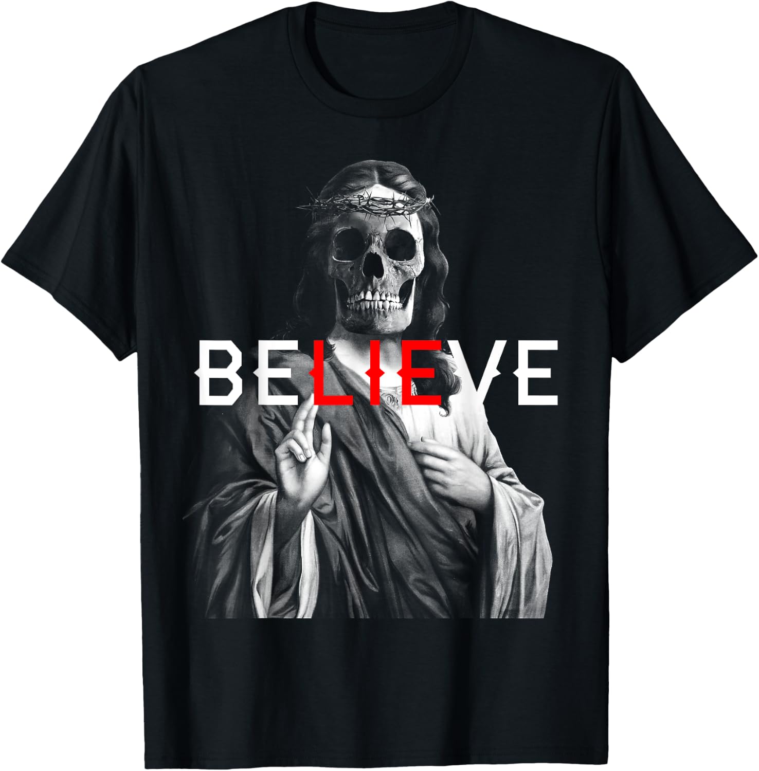 Blackcraft Antichrist Jesus Skull Believe Satan Atheist T-Shirt - T-Shirt | Black