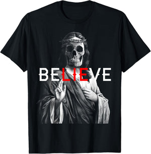 Blackcraft Antichrist Jesus Skull Believe Satan Atheist T-Shirt - T-Shirt | Black