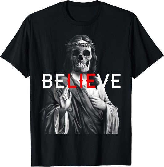 Blackcraft Antichrist Jesus Skull Believe Satan Atheist T-Shirt - T-Shirt | Black