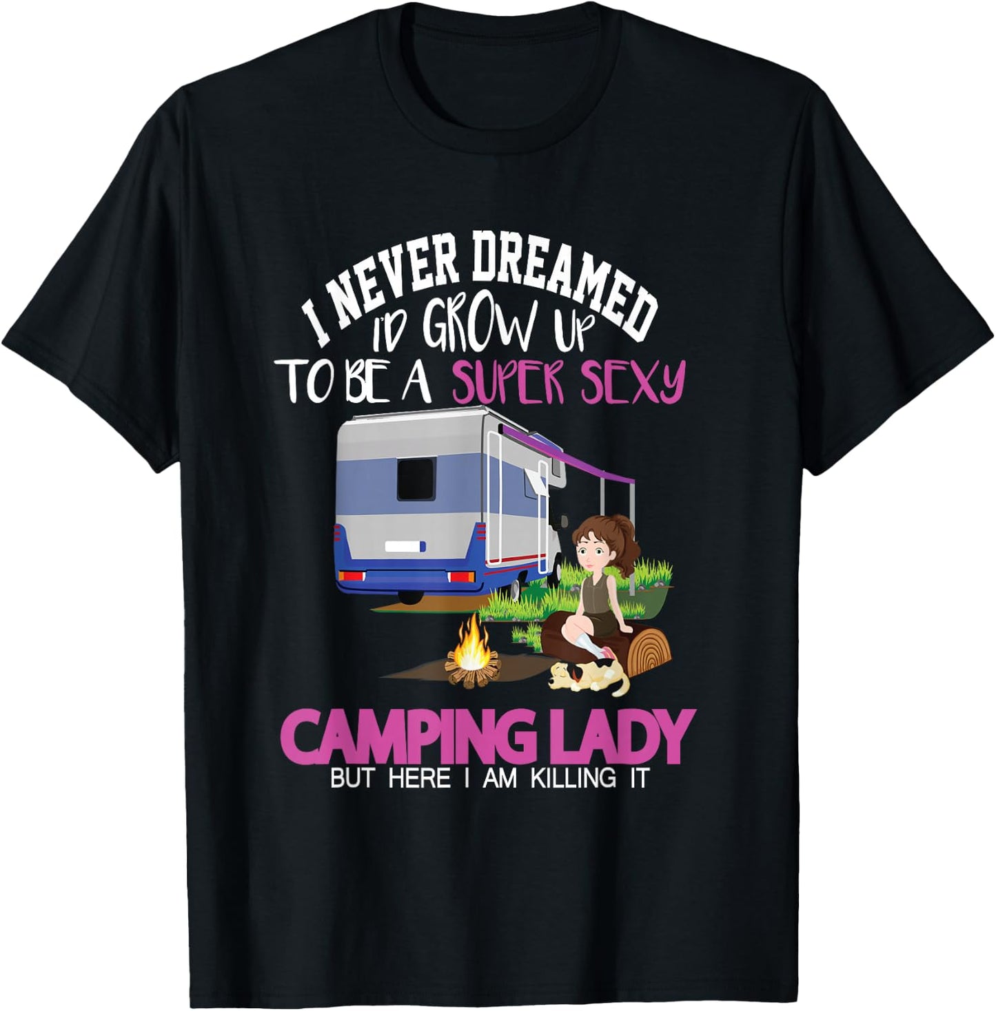 Funny Saying Outdoor Camping Lady Adventure Holiday Women T-Shirt - T-Shirt | Black