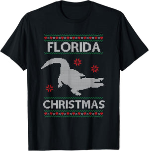 Funny Florida Christmas Holiday Ugly Sweater Style T-Shirt - T-Shirt | Black