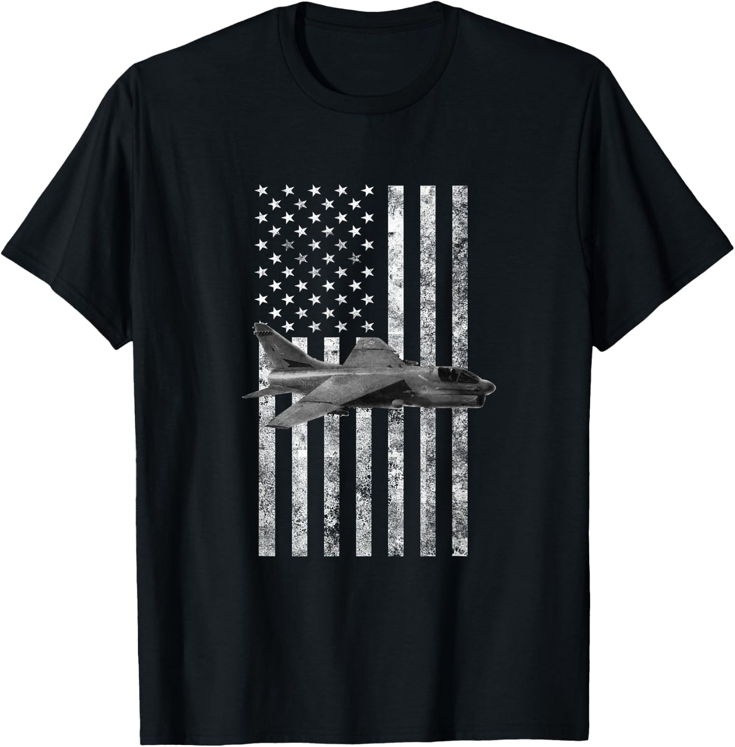 A-7 Corsair II USA American Flag - Military T-Shirt - T-Shirt | Black
