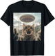Cat Selfie With Alien UFO Funny Cat T-Shirt - T-Shirt | Black