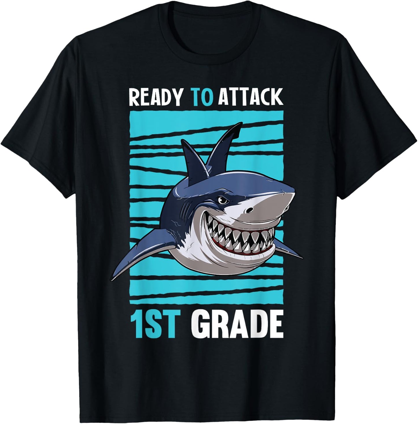 Kids Ready To Attack 1st Grade First Day of School T-Shirt - T-Shirt | Black