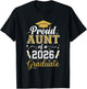 Proud Aunt of a 2026 Graduate Family Graduation 2026 Senior T-Shirt - T-Shirt | Black
