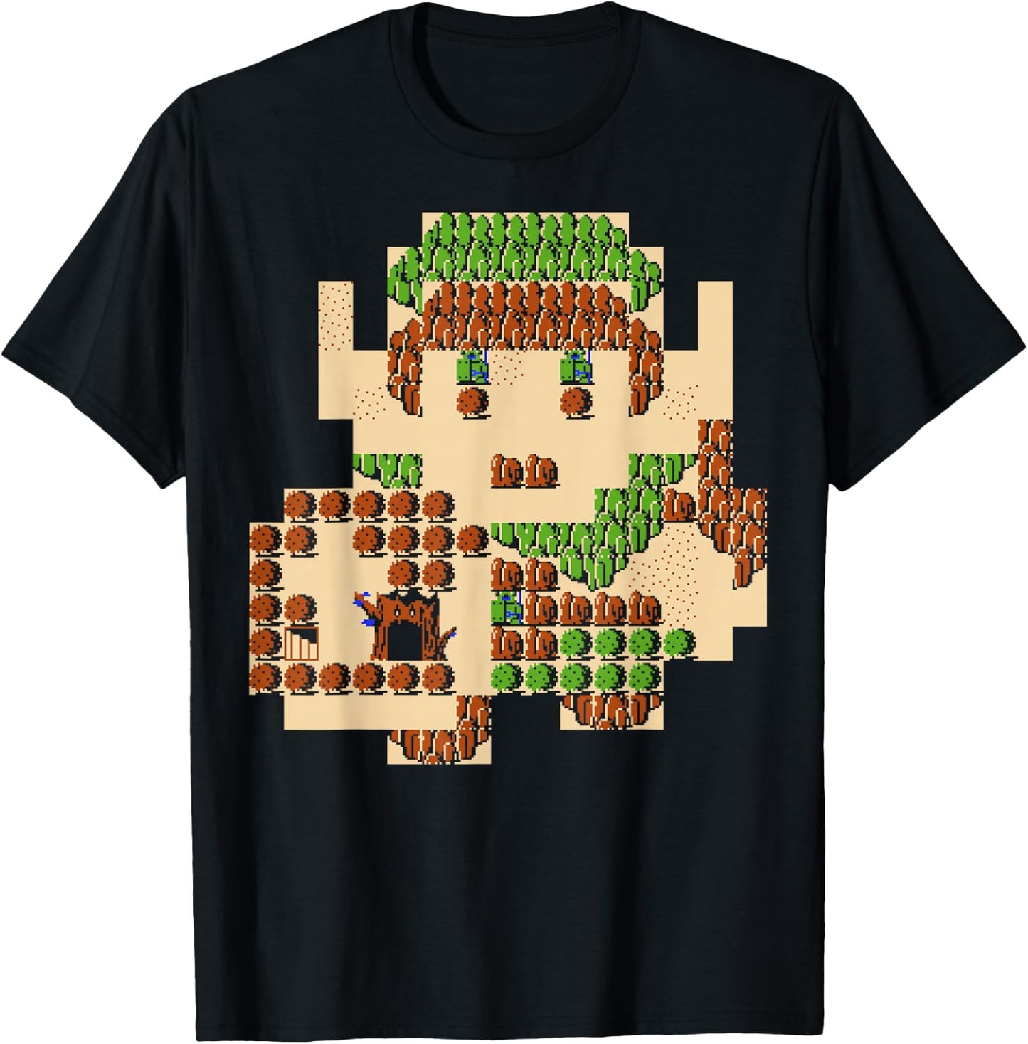 Nintendo Zelda Link Portrait 8-Bit Map Graphic T-Shirt - T-Shirt | Black