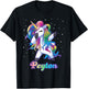 PEYTON Name Personalized Custom Rainbow Unicorn Dabbing T-Shirt - T-Shirt | Black