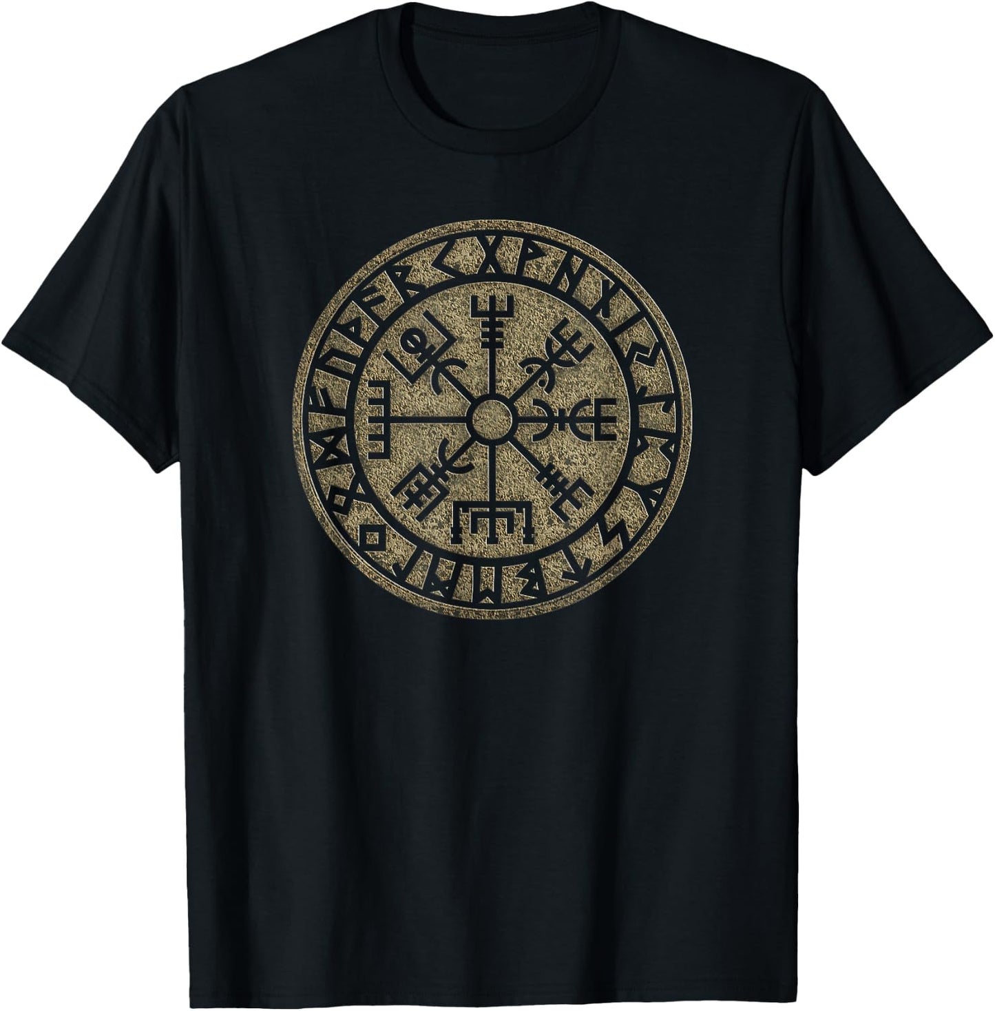 Vegvisir Viking Compass Runes Nordic Celtic Protection T-Shirt - T-Shirt | Black