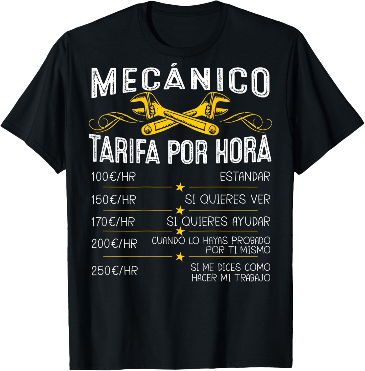 Mecánico Tarifa por Hora para Mecánicos de Automóviles T-Shirt - T-Shirt | Black