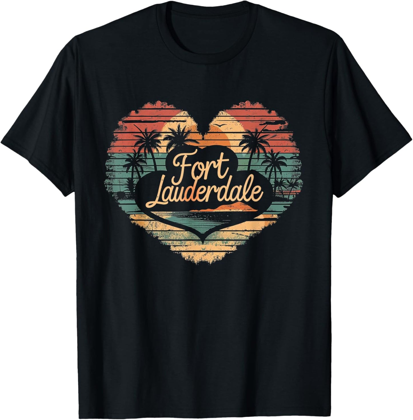 Ft. Fort Lauderdale - Heart Vintage Love Women Kids Retro T-Shirt - T-Shirt | Black