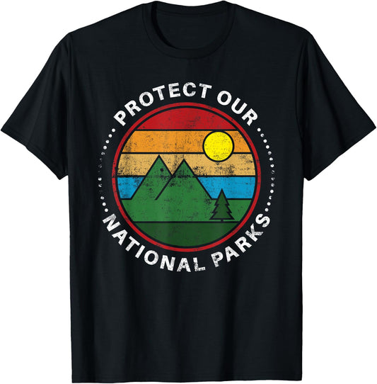 YeoYs National Parks Gifts - Protect Our National Parks - Nature Lover Black Short Sleeve - Small - - Modern Letter Print - Hiking, Outdoor - All Seasons T-Shirt - T-Shirt | Black