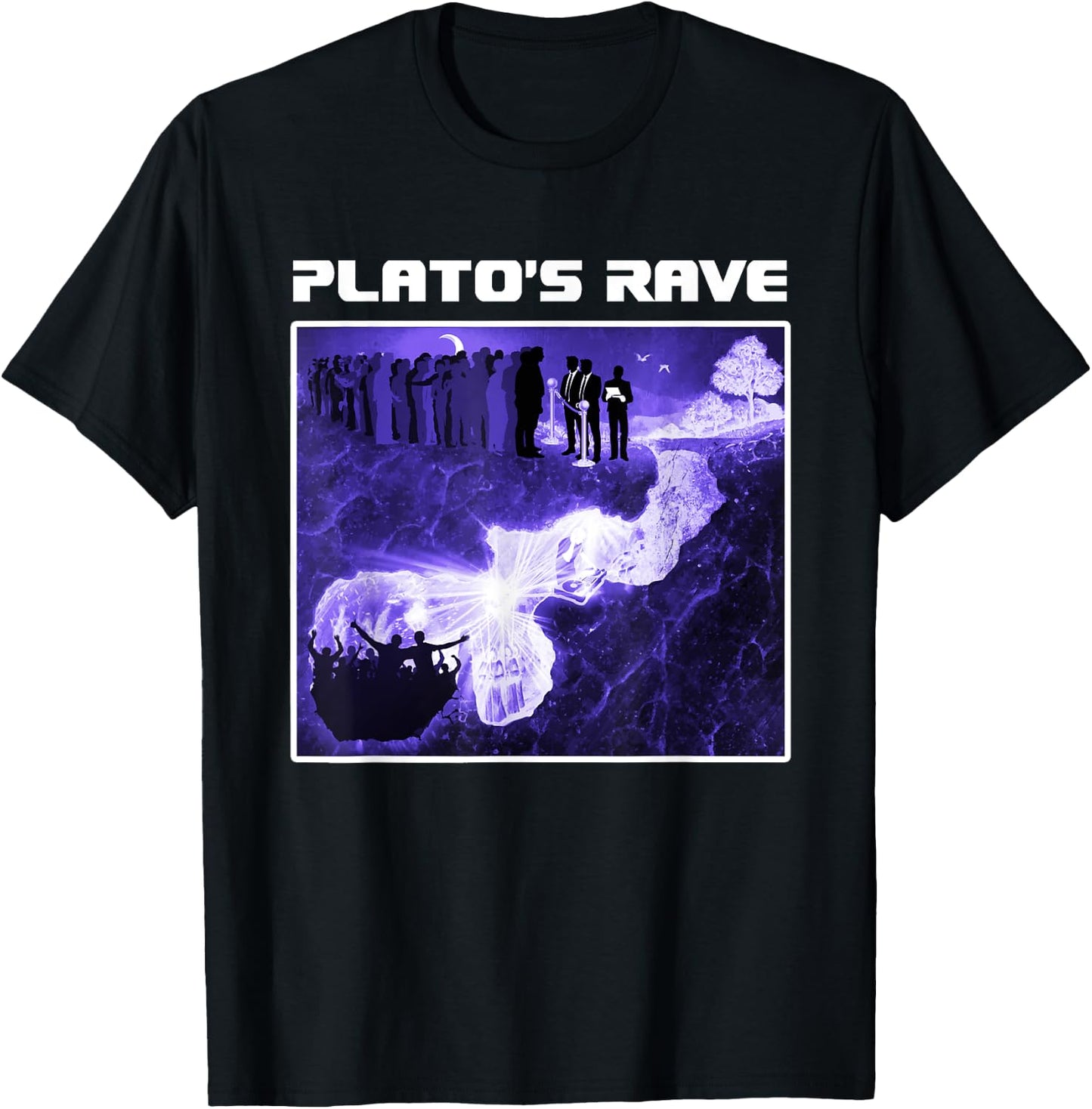 Plato's Rave - Cave Allegory - Funny Raver Philosopher T-Shirt - T-Shirt | Black